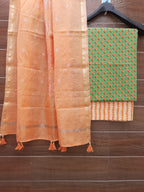 Pastel Green Color Cotton Suit With Chanderi Dupatta