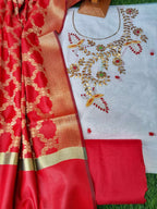 Beautiful White Color Chanderi Gota Patti Work Suit