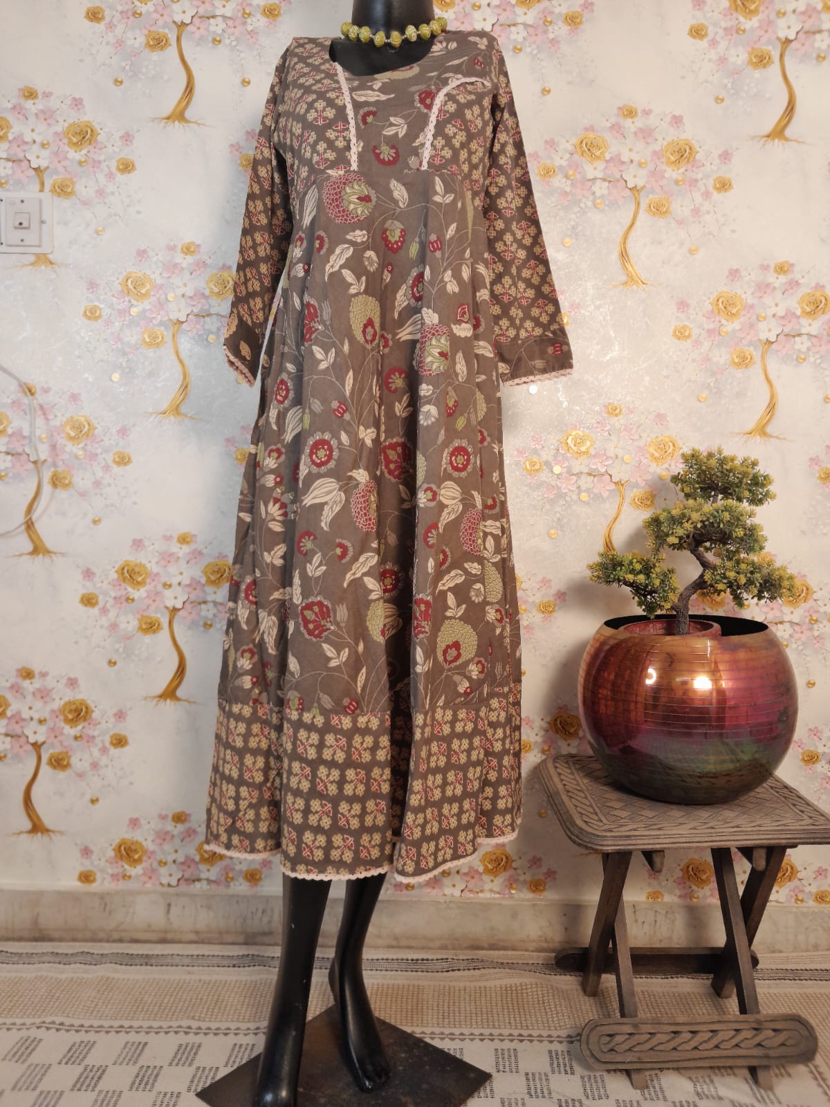 Pastel Brown Color Cotton Dress