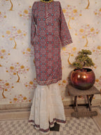 Ajrakh Print Cotton Suit With Sharara