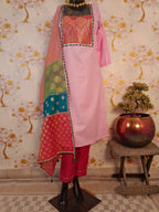Designer Handloom Cotton Pink Color Suit