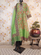 Florence Green Color Patola Print Soft Silk Kali Kurta With Pant