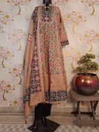 Beige Color soft Silk Patola Print Kali Kurta With Pant