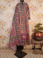 Lavender Color Patola Print Soft Silk Kali Kurta With Pant