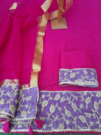 Designer Rani Color Dress Material With Rani Organza Silk Dupatta