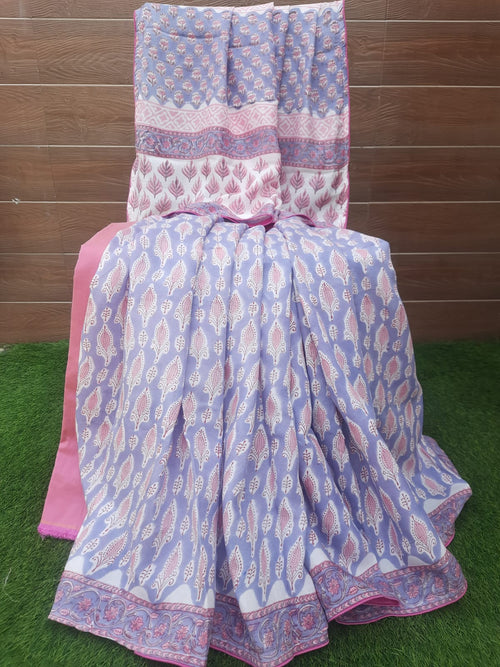 Lavender Color Soft Handloom Silk Saree