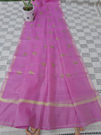 Pink Color Handloom Silk With Zari Weaving Dupatta