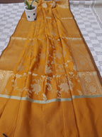 Mustard Color Pure Banarsi Silk Golden Color With Heavy Zari Border Dupatta
