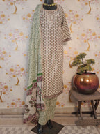 Peral white Color Cotton Gotta Patti Work suit