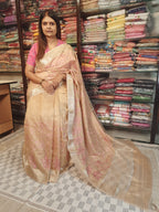 Designer Pink Color Embroidery Khadi Handloom Silk saree