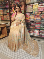 Designer Soft Khadi Handloom Silk Embroidery Saree