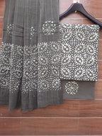 Pastel Grey Color Wax Batik Print Cotton Dress Material