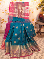 Sapphire Blue Banarsi Silk Zari Woven Saree