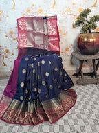 Cobalt Blue Banarsi Silk Zari Woven Saree
