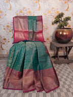 Antique Sea Green Color Banarsi Silk Zari woven saree