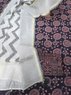 Ajrakh Print Cotton Dress Material With Chanderi Dupatta