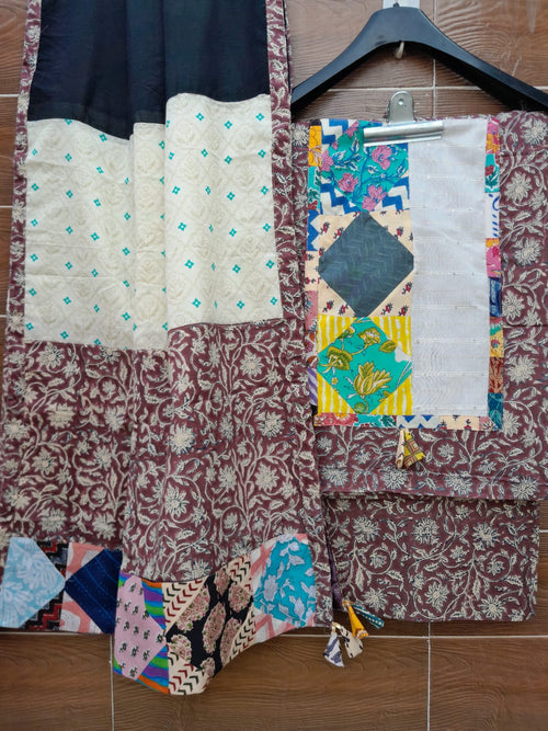 Pastel Colour Designer cotton patch work suit