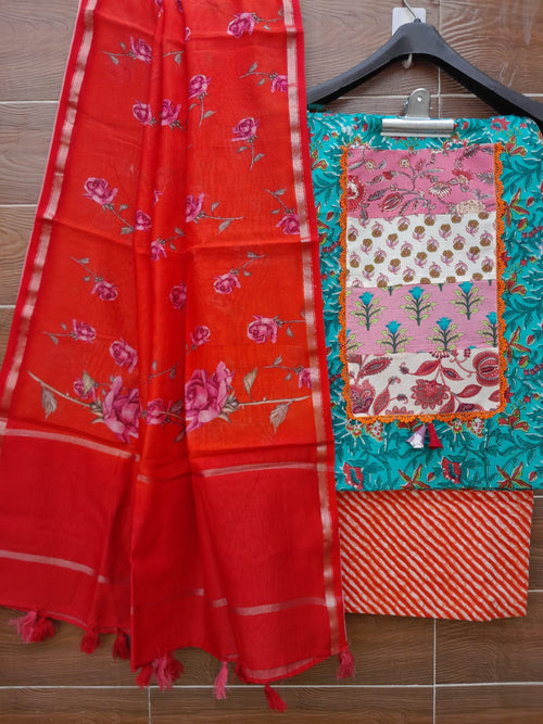 Designer Cotton  Patch Work Suit