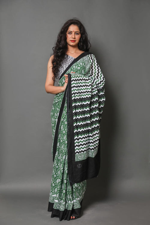 Pastel Green Color Mulmul Cotton Saree