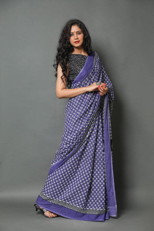 Lavender Color Soft Mulmul Cotton Saree