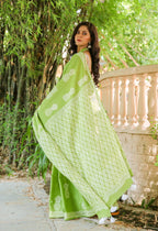 Florence Green Color Mulmul Cotton Saree