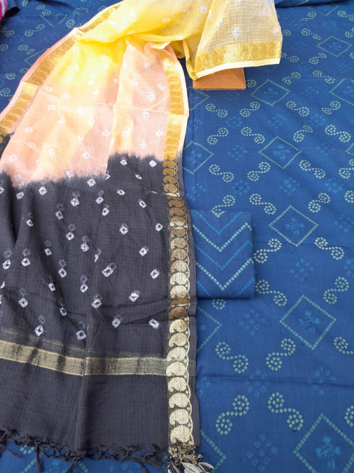 Blue colour cotton with kota doriya dupatta