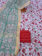 White colour cotton suit with kota dupatta