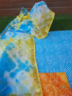 Sky blue colour cotton suit with kota dupatta