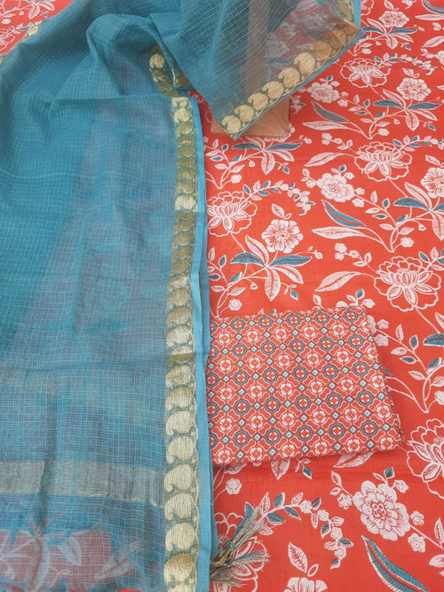 Orange colour cotton with kota dupatta