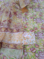 Pastel color cotton suit with kota doriya dupatta