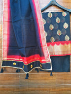 Black color banarsi dress material