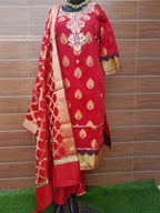Red Color Banarsi Silk Gotta Patti work Suit