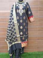 Black Color Banarsi Silk Suit With Gotta Patti Work