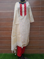 Pearl White Kota Zari Weaving Suit