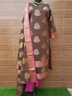 Golden Brown Banarsi Silk Suit