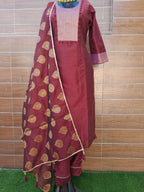 Maroon Color Handloom Silk with Banarsi Silk Duapatta