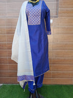 Handloom Silk Dark Blue Color Designer Suit