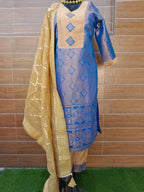 Royal Blue Color Soft Banarsi Silk Suit With Silk Gotta Patti Work Dupatta