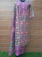 Lavender Color Patola Print Soft Silk Suit