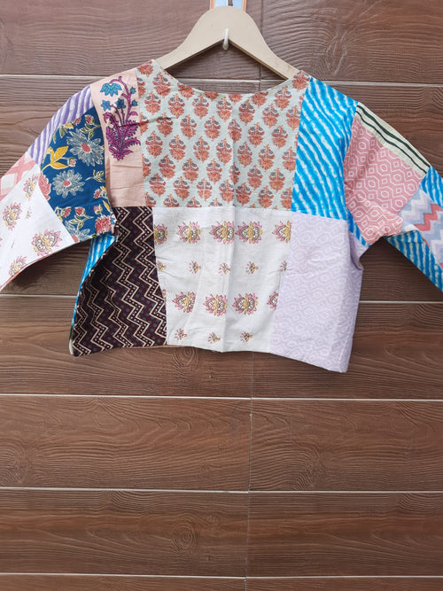 Multicolor cotton patch work cotton blouse
