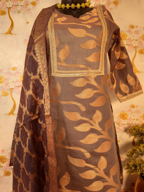 Pastel Color Banarsi Silk Zari Woven Suit