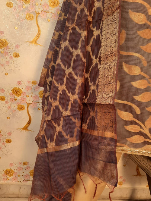 Pastel Color Banarsi Silk Zari Woven Suit