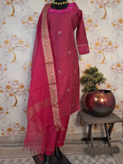 WINE COLOR SOFT SILK WITH KOTA SILK DUPATTA SUIT