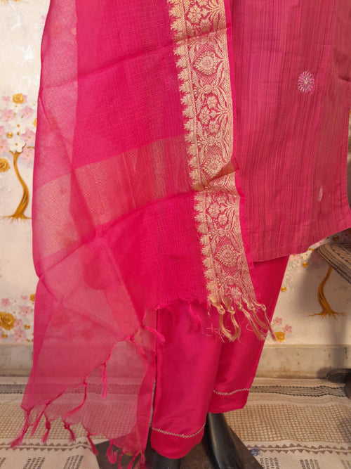WINE COLOR SOFT SILK WITH KOTA SILK DUPATTA SUIT