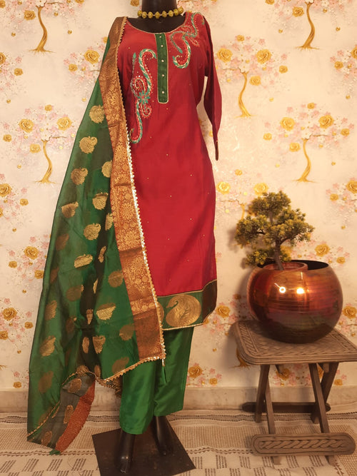 Maroon Color Soft Silk Designer Suit