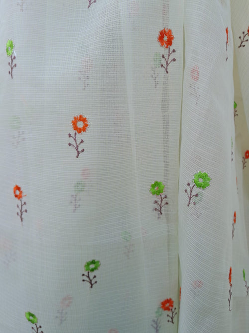 Pista green Color Kota Doriya With Embroidery Saree