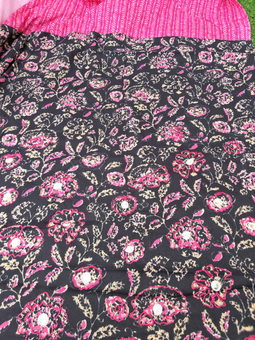 Light Pink Color Kota Doriya With Embroidery Saree