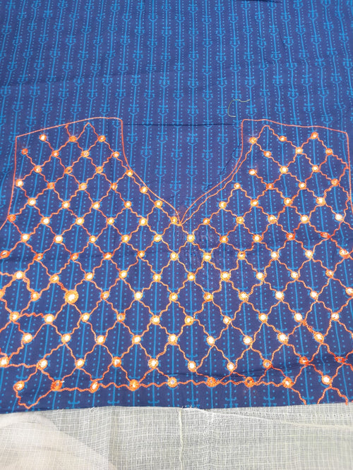 Pista green Color Kota Doriya With Embroidery Saree