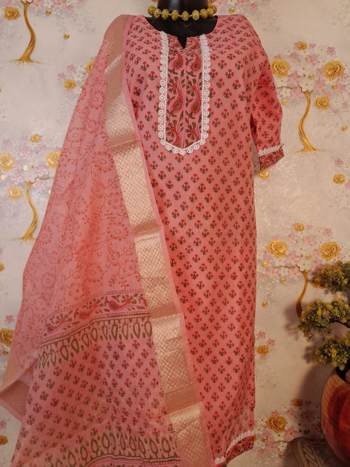 PEACH COLOR MAHESHWARI SILK SUIT