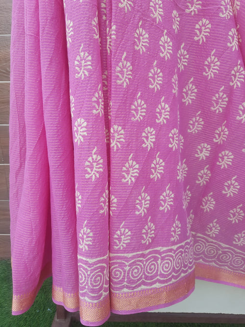 Light Pink Color Mulmul Cotton Saree